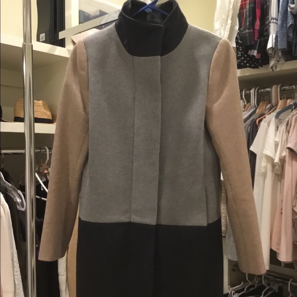 J. Crew neutral colorblock coat